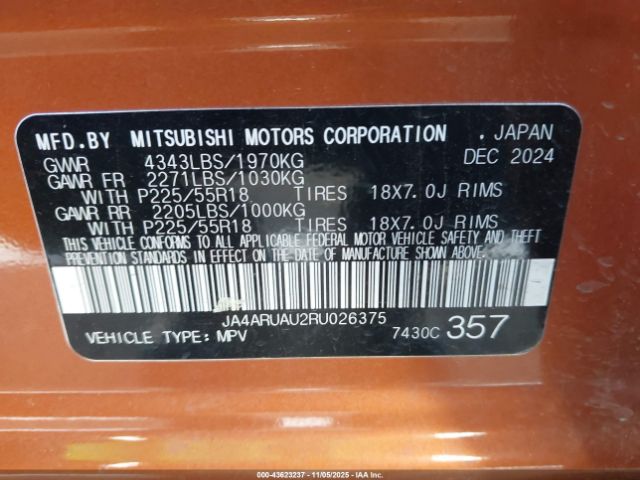 2024 MITSUBISHI OUTLANDER SPORT JA4ARUAU2RU026375 Photo 8