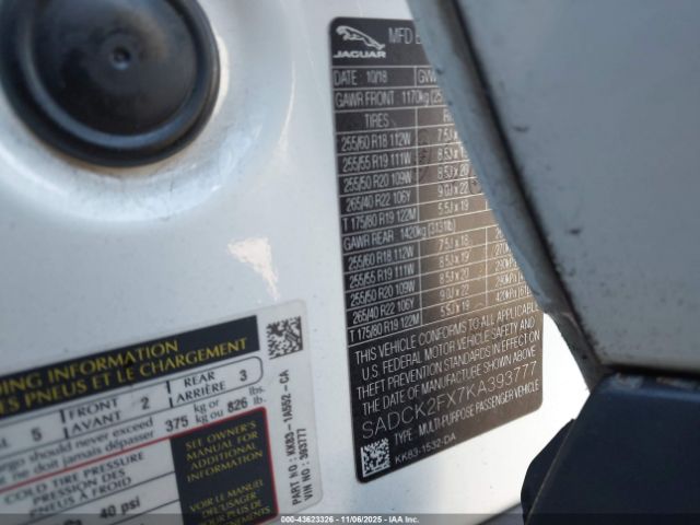 2019 JAGUAR F-PACE SADCK2FX7KA393777 Photo 8