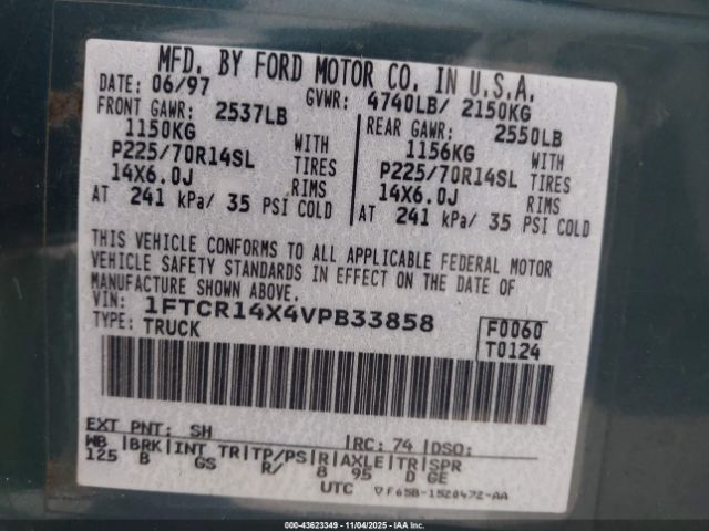 1997 FORD RANGER 1FTCR14X4VPB33858 Photo 8