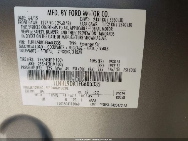 2015 LINCOLN MKS 1LNHL9DK1FG603335 Photo 8