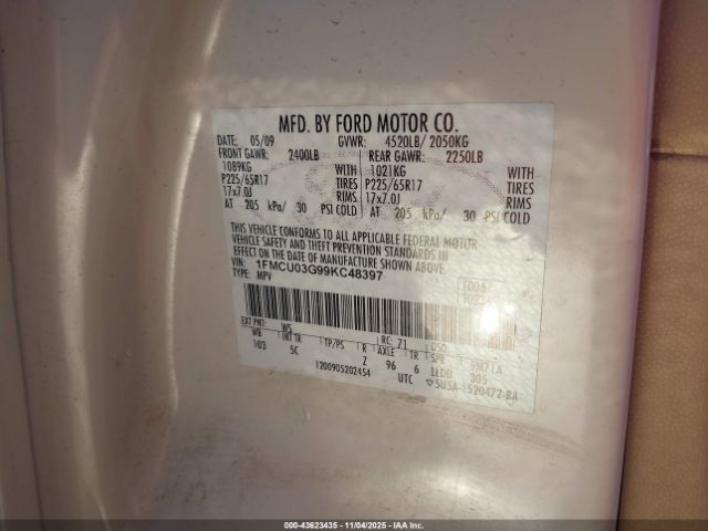2009 FORD ESCAPE 1FMCU03G99KC48397 Photo 8