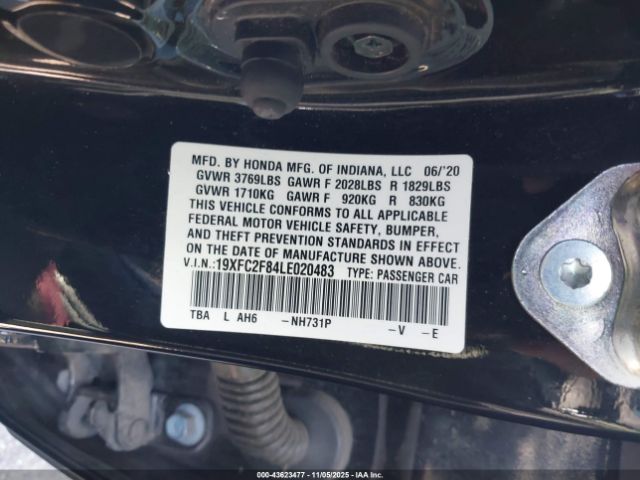 2020 HONDA CIVIC 19XFC2F84LE020483 Photo 8