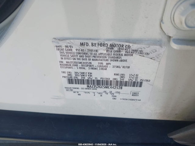MAJ3S2GE5MC442528 Ford Ecosport Se