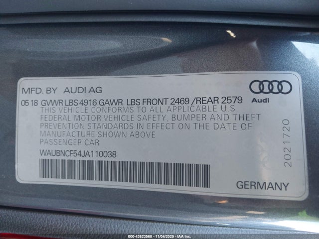 2018 AUDI A5 WAUBNCF54JA110038 Photo 8