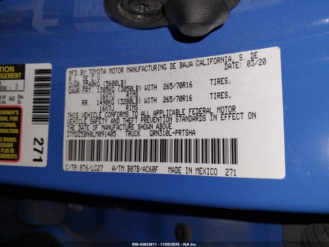 3TMDZ5BN8LM091405 Toyota Tacoma Trd Off-road