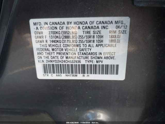 2012 ACURA MDX 2HNYD2H24CH532936 Photo 8