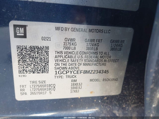 1GCPYCEF8MZ234345 Chevrolet l82
