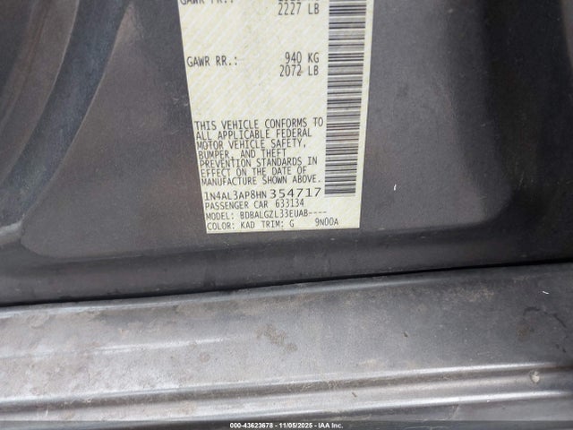 1N4AL3AP8HN354717 Nissan Altima 2.5 S