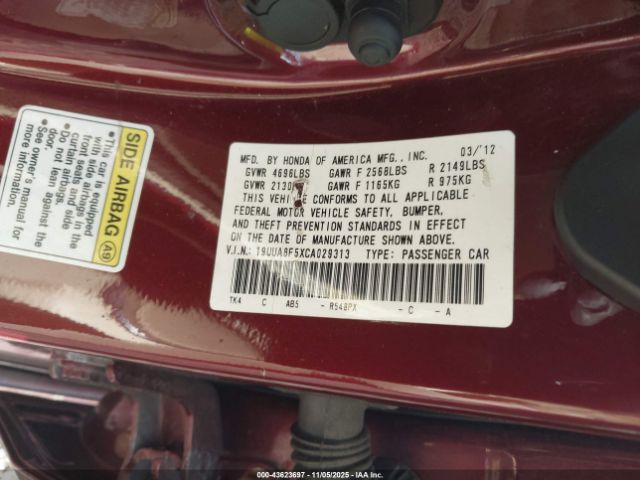 2012 ACURA TL 19UUA8F5XCA029313 Photo 8