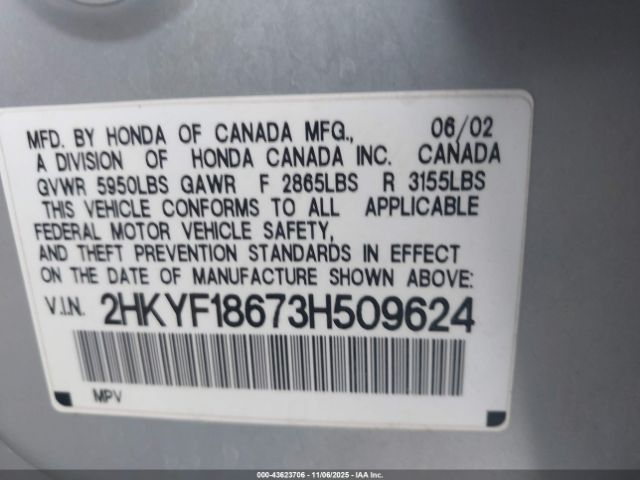 2003 HONDA PILOT 2HKYF18673H509624 Photo 8