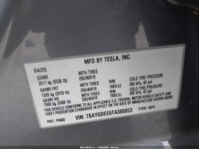 2026 TESLA MODEL Y 7SAYGDEE6TA388853 Photo 8