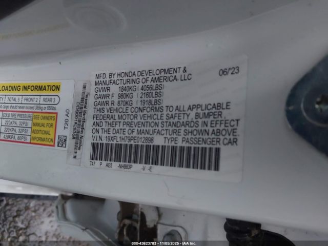 2023 HONDA CIVIC 19XFL1H79PE012898 Photo 8