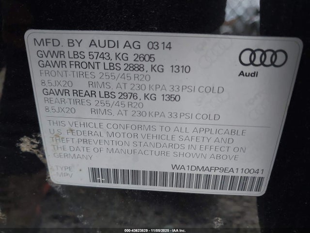 2014 AUDI Q5 WA1DMAFP9EA110041 Photo 8