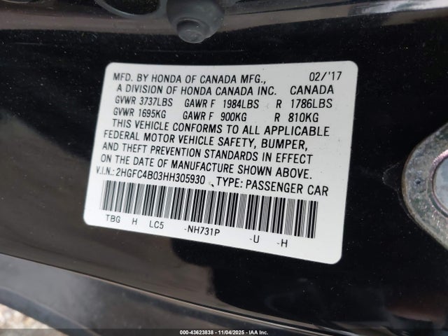 Honda Civic Lx-p 2017 2HGFC4B03HH305930 Image 9