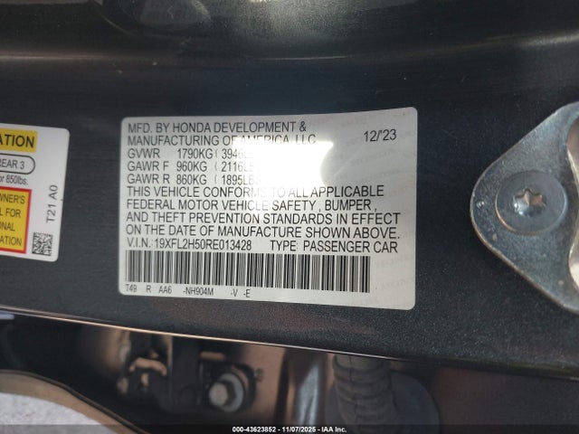 19XFL2H50RE013428 Honda Civic Lx