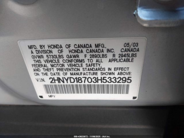 2003 ACURA MDX 2HNYD18703H533295 Photo 8