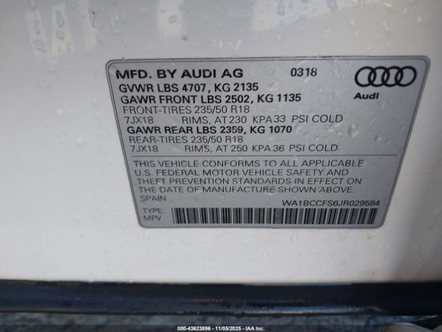 2018 AUDI Q3 WA1BCCFS6JR029584 Photo 8