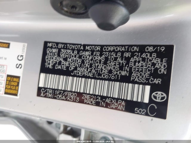 JTDEPRAE1LJ067611 Toyota COROLLA LE