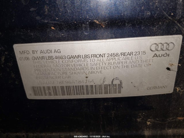 2006 AUDI A4 WAUAF78E96A184754 Photo 8