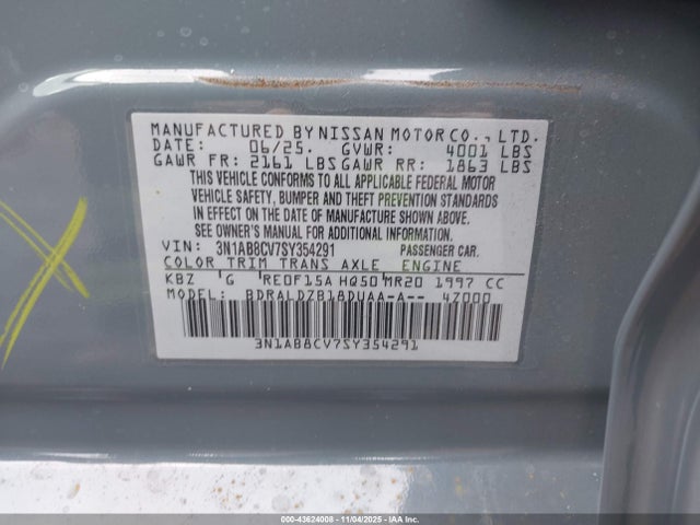 3N1AB8CV7SY354291 Nissan SENTRA SV