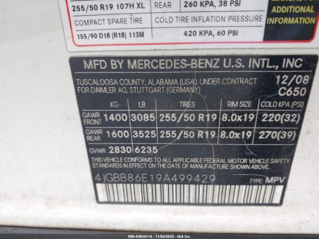 2009 MERCEDES-BENZ ML 350 4JGBB86E19A499429 Photo 8