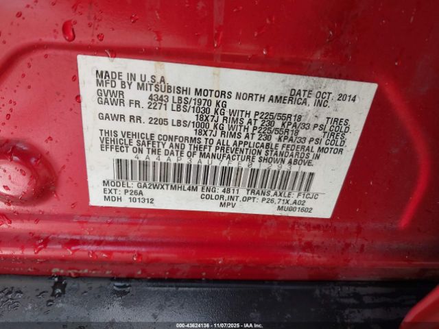 2015 MITSUBISHI OUTLANDER SPORT 4A4AP3AU7FE012931 Photo 8