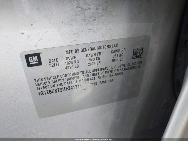 1G1ZB5ST9HF241711 Chevrolet MALIBU LS
