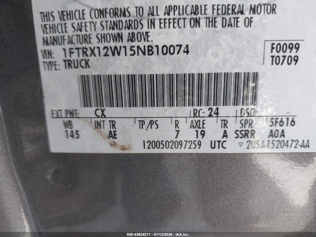 Aukcja sprzedaży 2005 Ford F-150 Stx/xl/xlt, vin: 1FTRX12W15NB10074, numer aukcji: 43624211