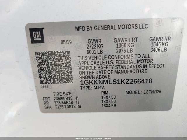 2019 GMC ACADIA 1GKKNMLS1KZ266418 Photo 8