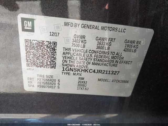 2018 CHEVROLET SUBURBAN 1GNSKHKC4JR211327 Photo 8