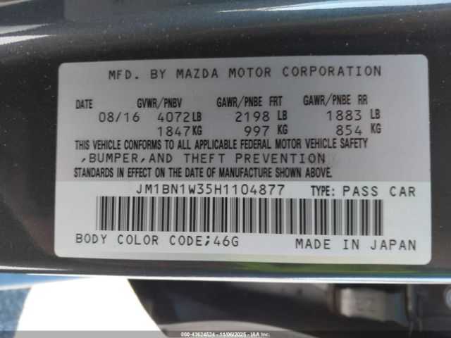 2017 MAZDA MAZDA3 JM1BN1W35H1104877 Photo 8