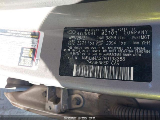 2021 HYUNDAI ELANTRA KMHLM4AG7MU193388 Photo 8