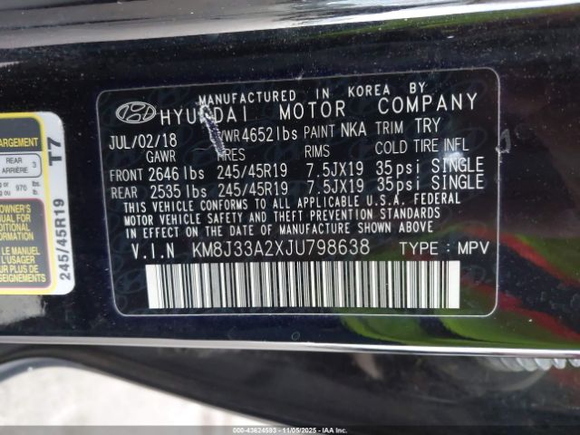 2018 HYUNDAI TUCSON KM8J33A2XJU798638 Photo 8