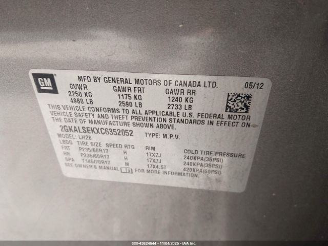 2012 GMC TERRAIN 2GKALSEKXC6352052 Photo 8