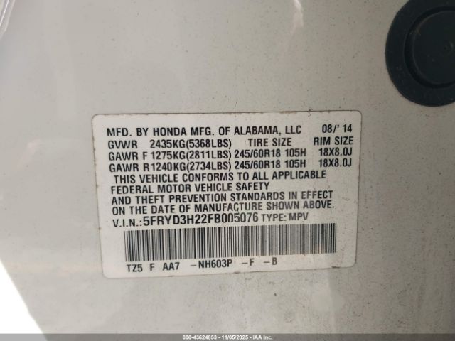 2015 ACURA MDX 5FRYD3H22FB005076 Photo 8