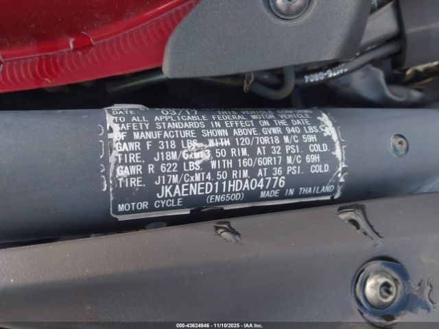 2017 KAWASAKI EN650 JKAENED11HDA04776 Photo 9