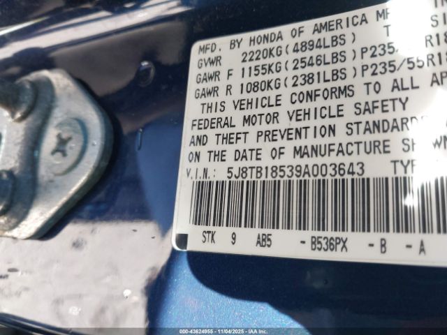 2009 ACURA RDX 5J8TB18539A003643 Photo 8