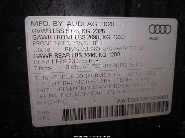 2021 AUDI Q3 WA1DECF36M1038381 Photo 8