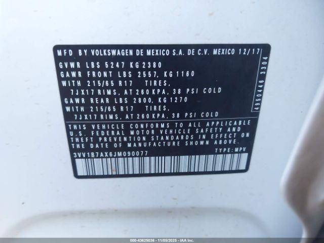 2018 VOLKSWAGEN TIGUAN 3VV1B7AX6JM090077 Photo 8