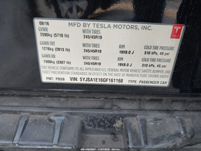 2016 TESLA MODEL S 5YJSA1E16GF161168 Photo 8
