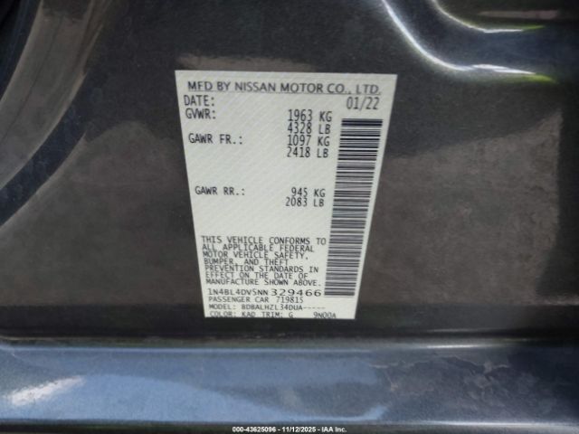 2022 NISSAN ALTIMA 1N4BL4DV5NN329466 Photo 8