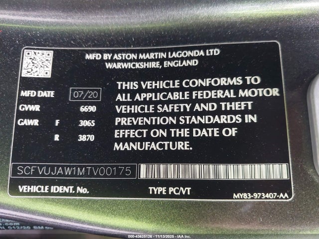 2021 ASTON MARTIN DBX SCFVUJAW1MTV00175 Photo 8