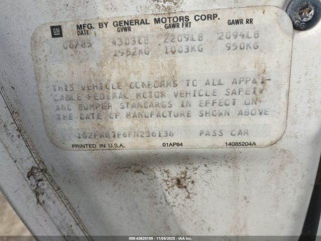 1985 PONTIAC FIREBIRD 1G2FW87F6FN236136 Photo 8