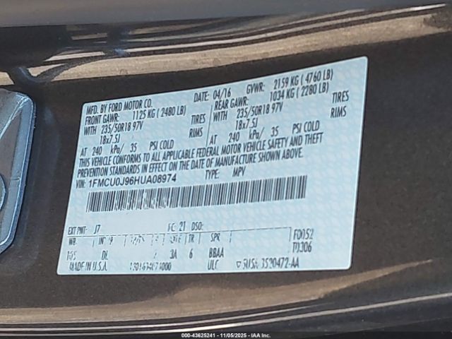 2017 FORD ESCAPE 1FMCU0J96HUA08974 Photo 8