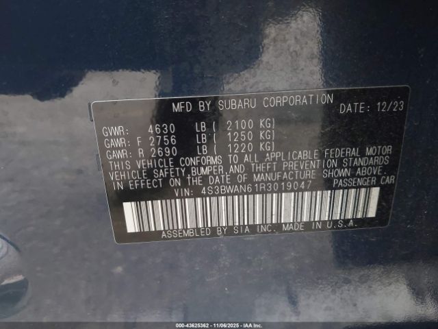 2024 SUBARU LEGACY 4S3BWAN61R3019047 Photo 8