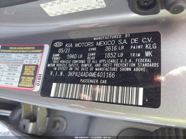 KIA gamma ii 2021 3KPA24AD4ME401166 Image 9