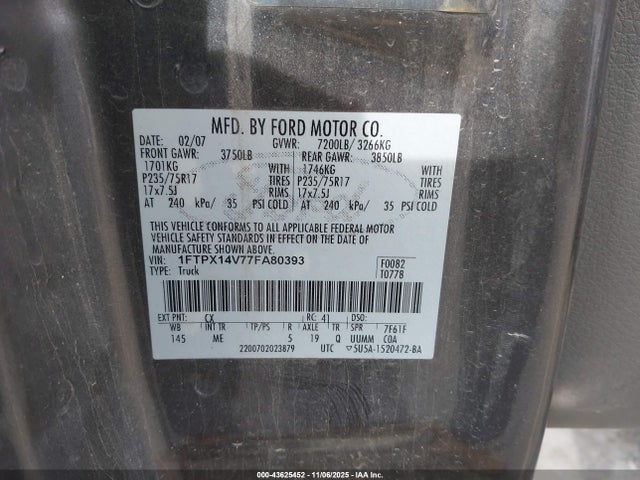 2007 FORD F-150 1FTPX14V77FA80393 Photo 8