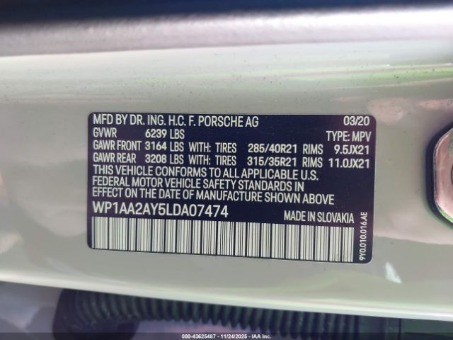 2020 PORSCHE CAYENNE WP1AA2AY5LDA07474 Photo 8