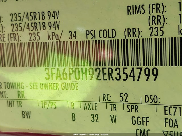 Ford FUSION SE 2014 3FA6P0H92ER354799 Image 9