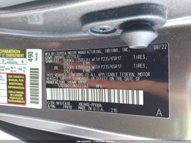 2022 TOYOTA SIENNA 5TDYRKEC9NS131147 Photo 8